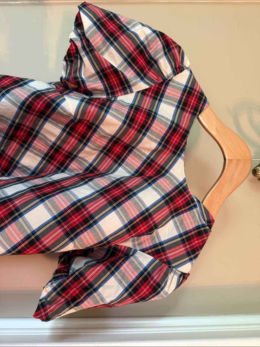 J. Crew Red, Blue and White Plaid Short-Sleeve Top